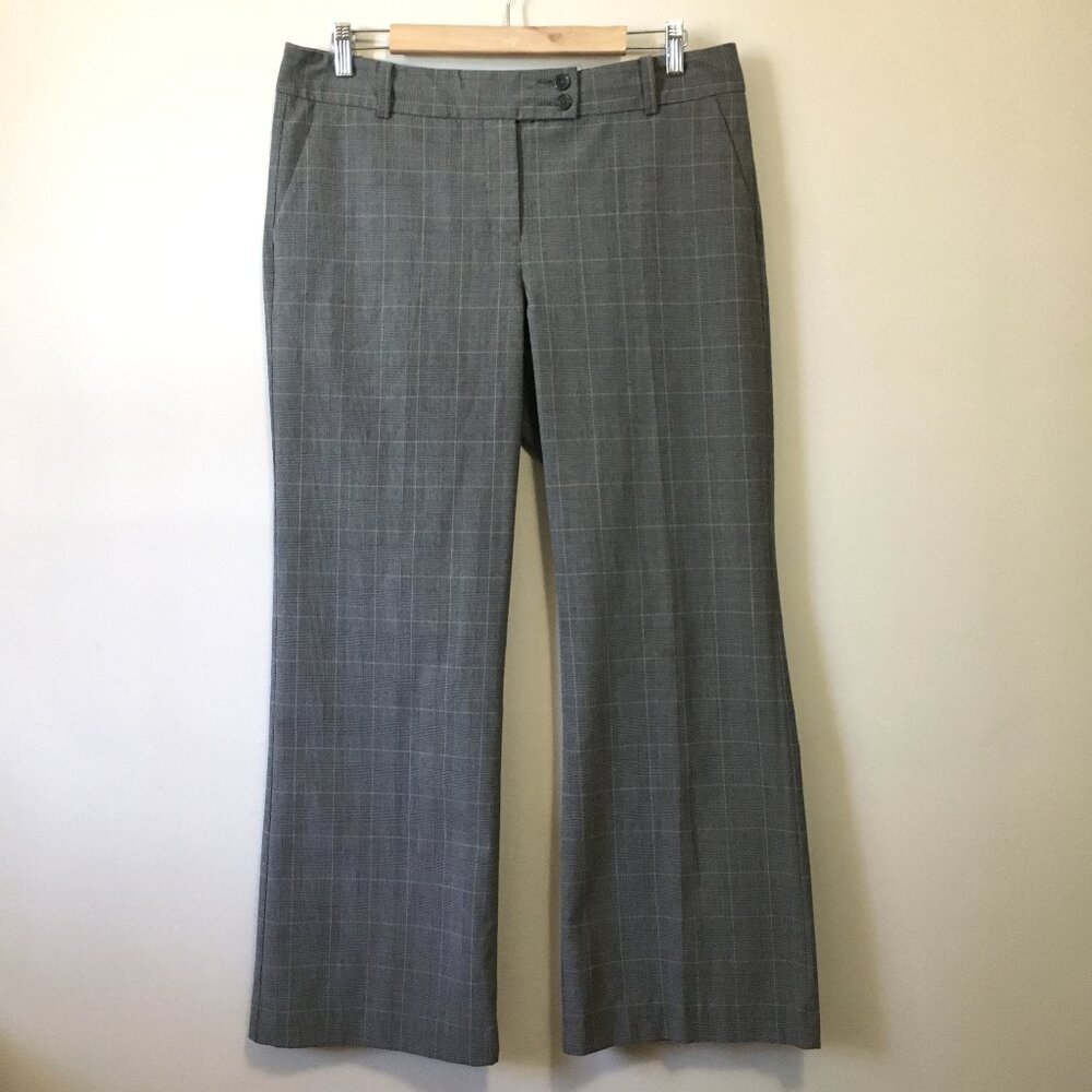 Joe Fresh Wide Leg Low-Rise Plaid Dress Pants Size 12 Grey Check Trousers